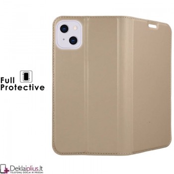 Dux Ducis dirbtinės odos viršelis - auksinės spalvos (telefonui Apple Iphone 13 Mini)